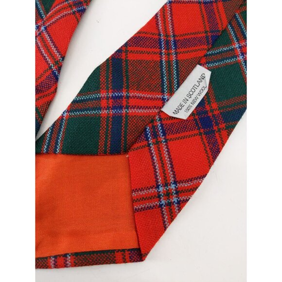 Vintage Scottish Red & Green Tartan Plaid Wool‎ Necktie 54" Scotland - Picture 4 of 4